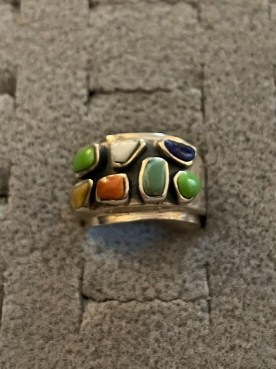 925 Sterling Silver Jewelry - NEW Sterling Silver Ring Size 6 Multi Stone Wide Hippie Boho Anthropologie $148